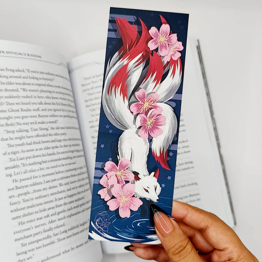 Cherry Blossom Kitsune Bookmark
